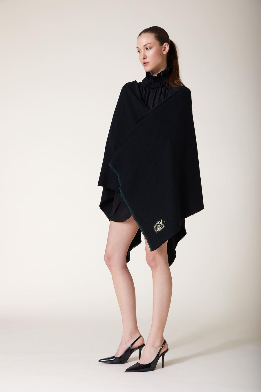 ADALIA Cashmere Cape — Black - Black