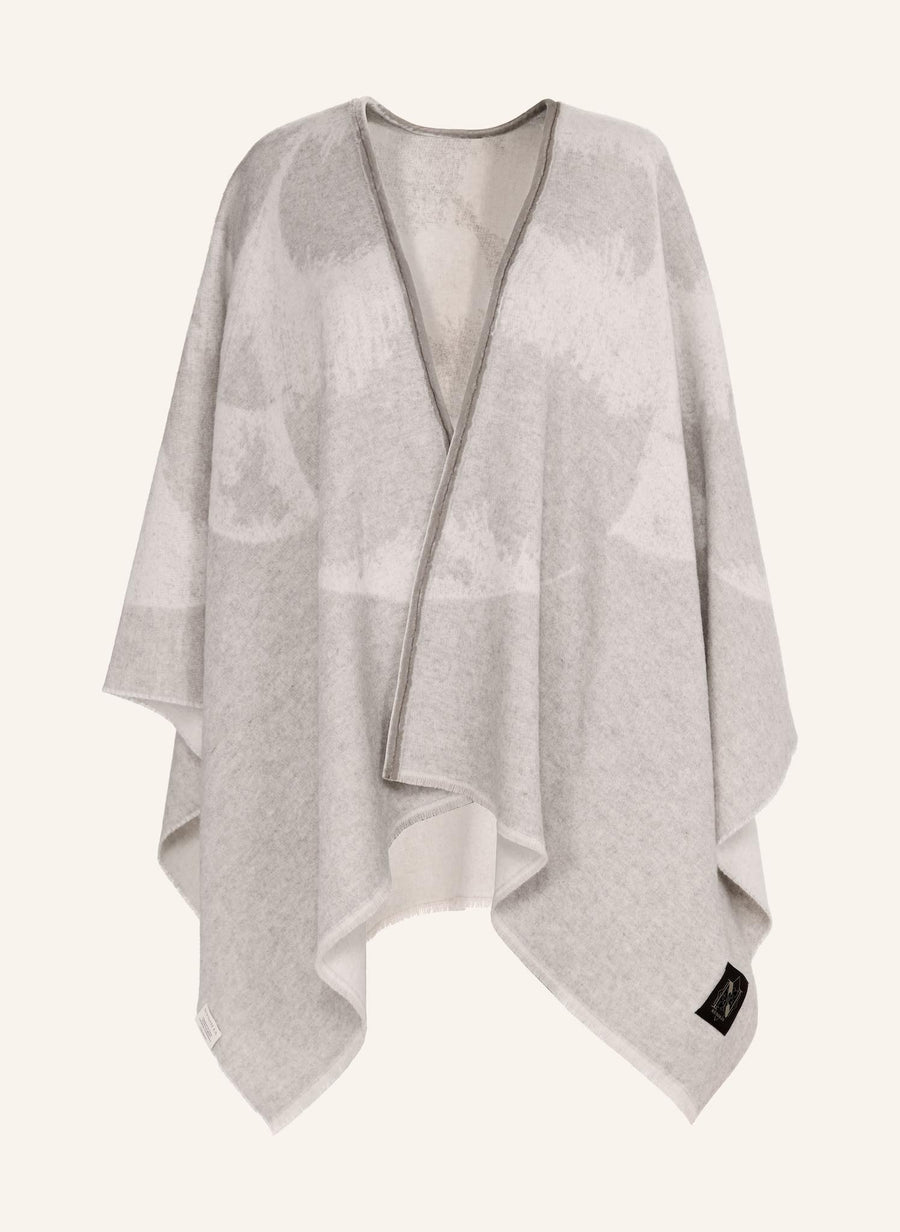 ADALIA Cashmere Cape — White/Grey Bloom
