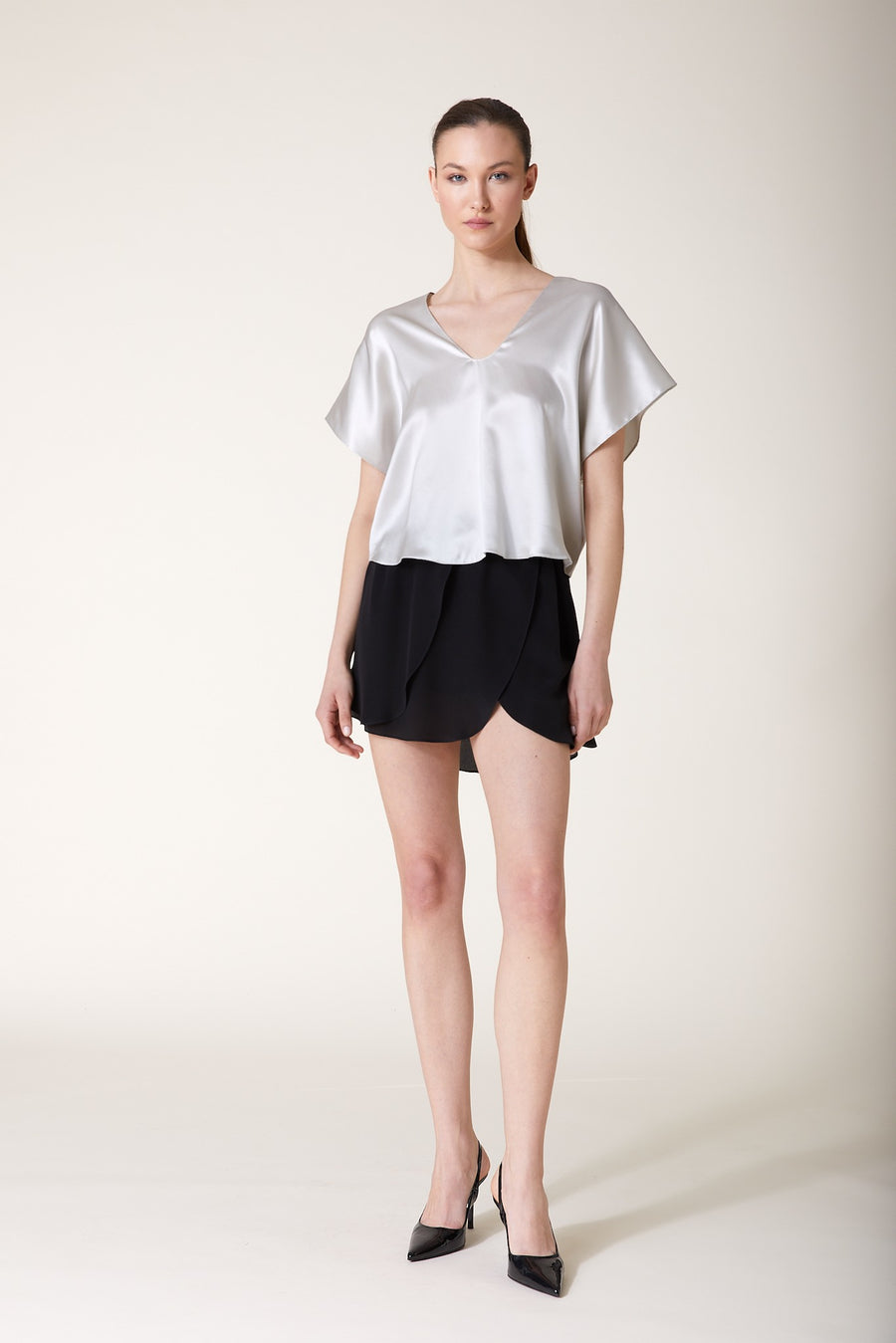PIERIS Blouse — Silver Satin