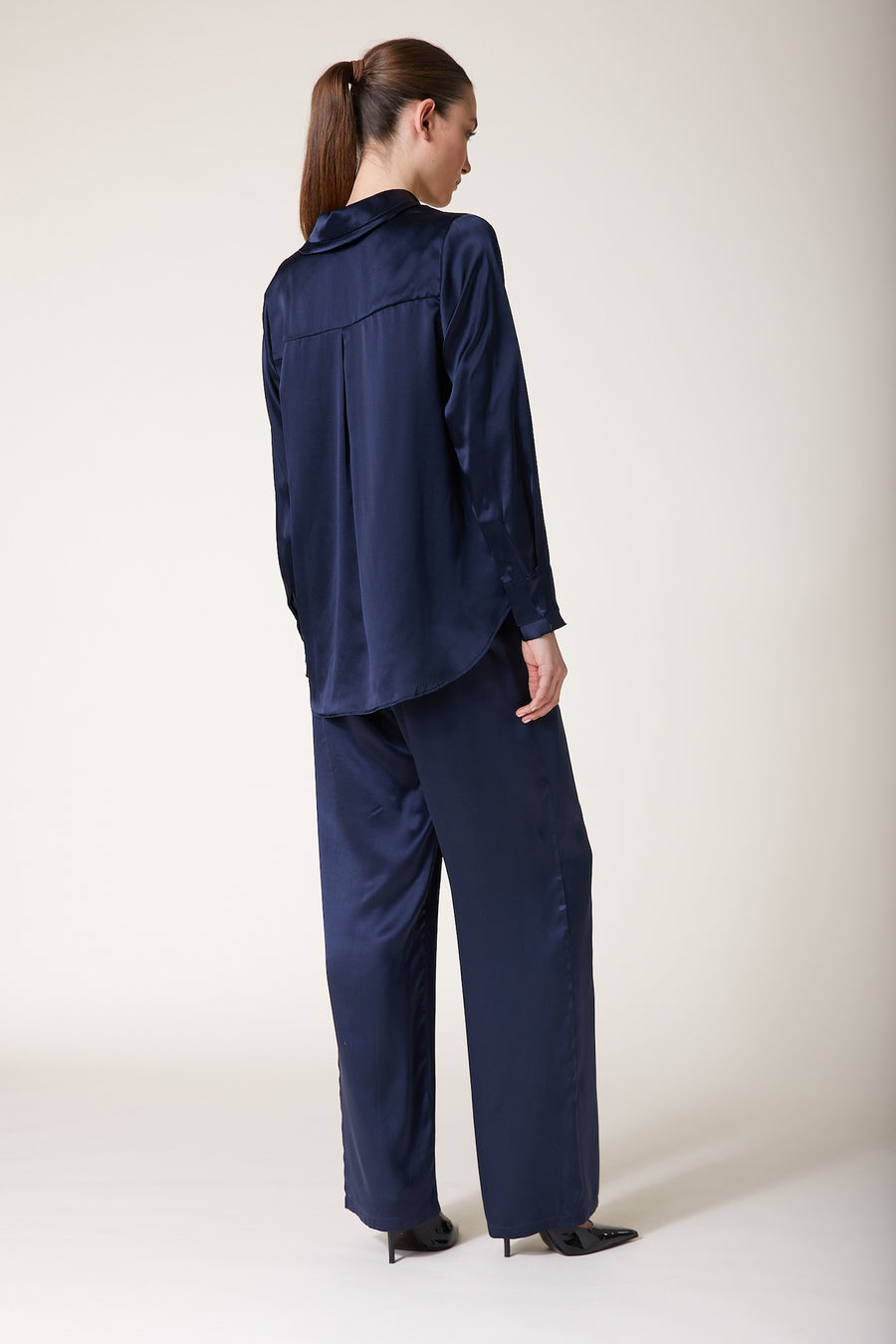 Shirt Blouse — Night Blue Satin