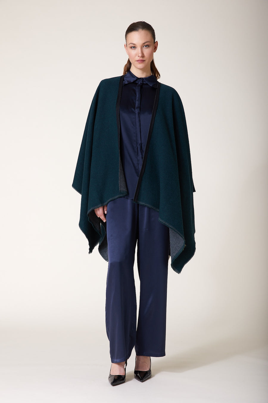 Shirt Blouse — Night Blue Satin
